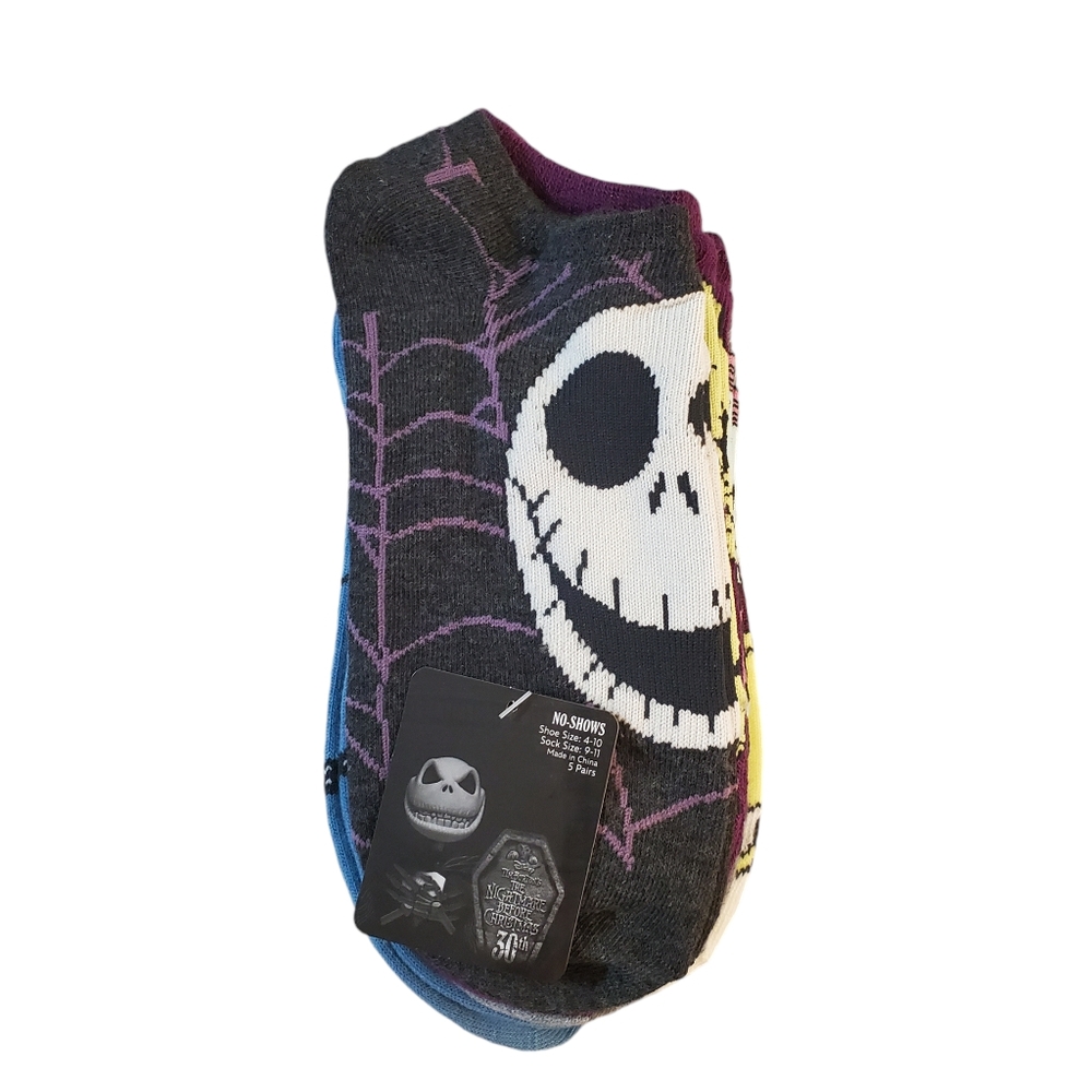 Disney Nightmare Before Christmas 30th Anniversary Women's No Show Socks 5 Pairs